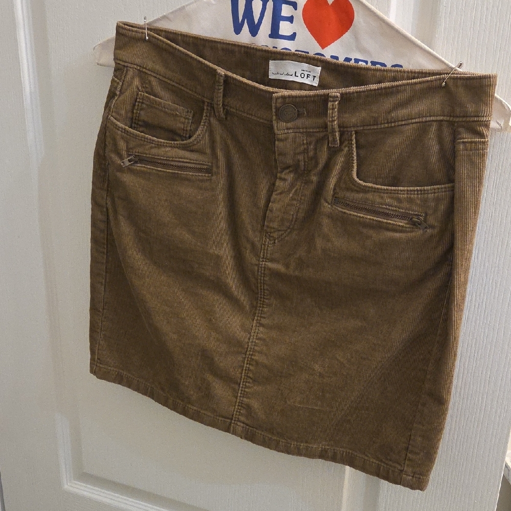 LOFT Women's Tan Corduroy Mini Skirt